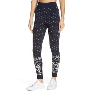 Sweaty Betty Ski Base Layer Leggings Blue Fair Isle Jacquard Womens Size XS